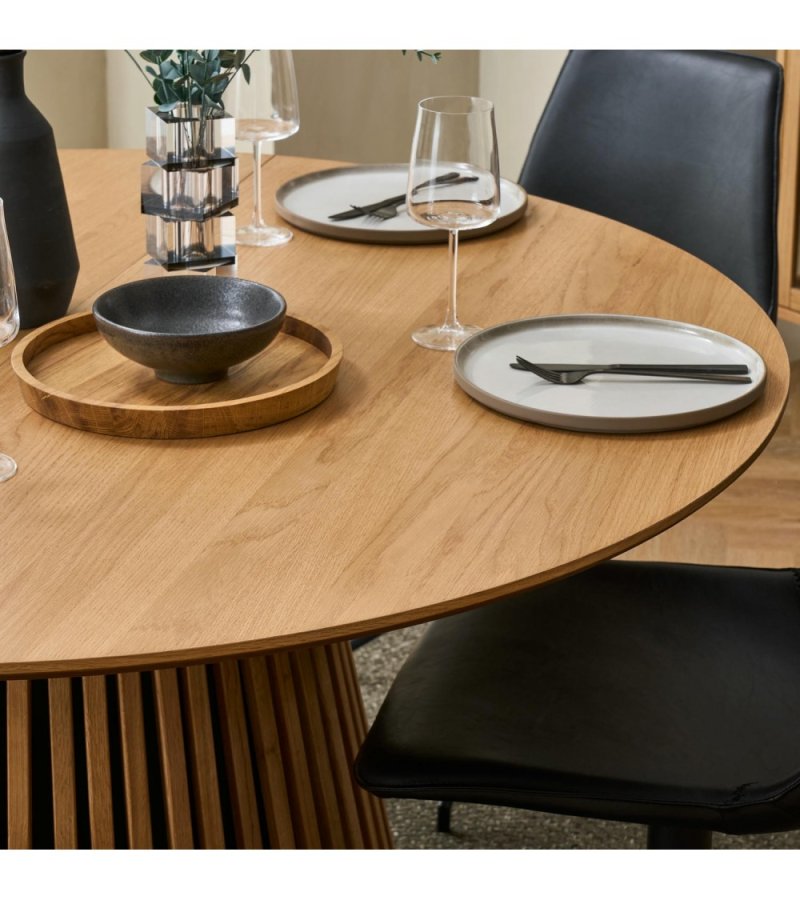 Svendborg spisebord, rund, m. 2 till�gsplader - natur egetr�sfin�r (�120)