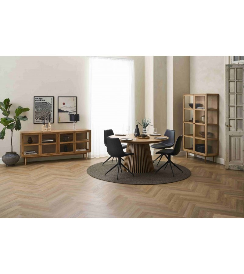 Svendborg spisebord, rund, m. 2 till�gsplader - natur egetr�sfin�r (�120)