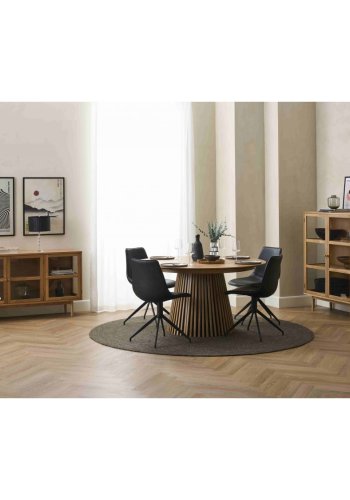 Svendborg spisebord, rund, m. 2 till�gsplader - natur egetr�sfin�r (�120)