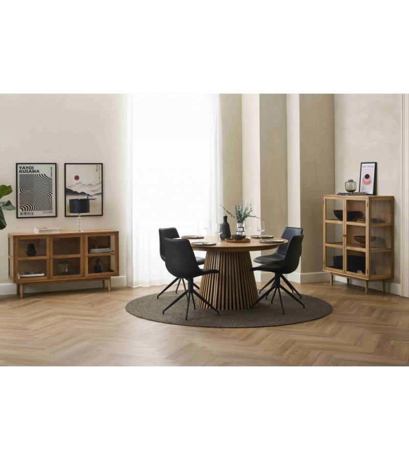 Svendborg spisebord, rund, m. 2 till�gsplader - natur egetr�sfin�r (�120)