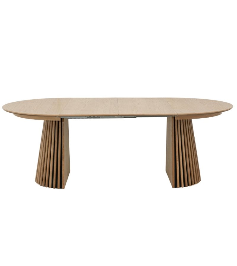 Svendborg spisebord, rund, m. 2 till�gsplader - natur egetr�sfin�r (�120)