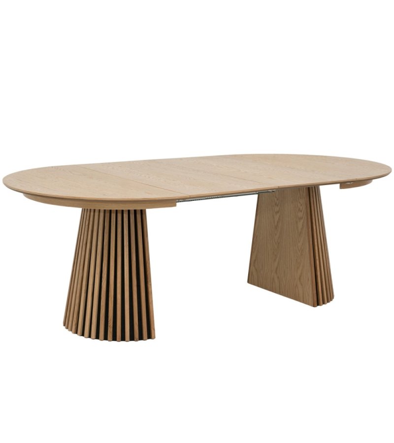 Svendborg spisebord, rund, m. 2 till�gsplader - natur egetr�sfin�r (�120)