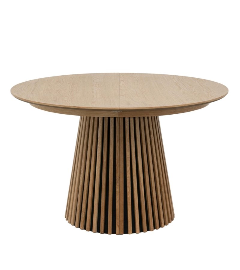 Svendborg spisebord, rund, m. 2 till�gsplader - natur egetr�sfin�r (�120)