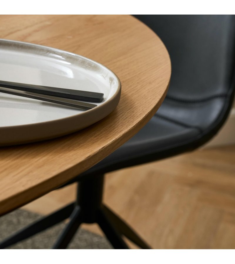 Svendborg spisebord, rund, m. 2 till�gsplader - natur egetr�sfin�r (�120)