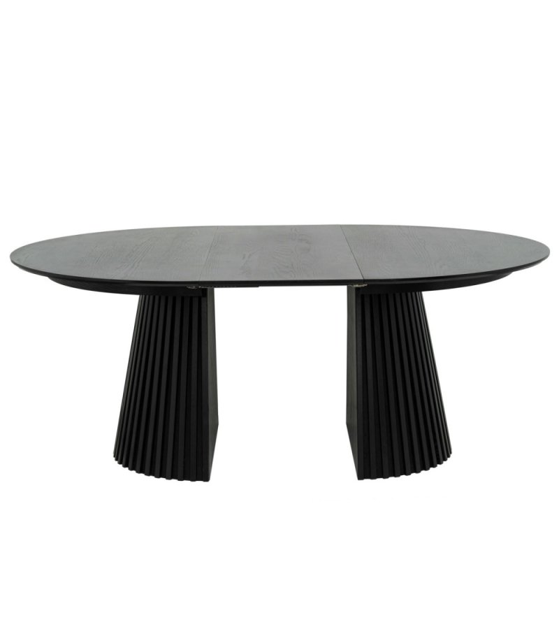 Svendborg spisebord, rund, m. 2 till�gsplader - sort egetr�sfin�r (�140)