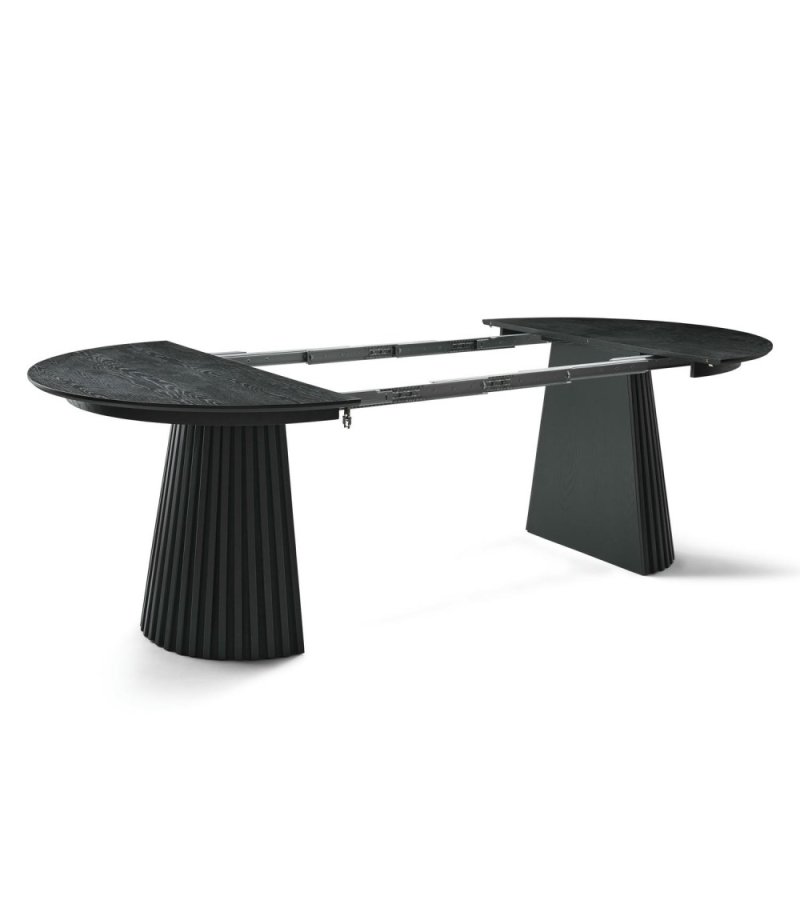 Svendborg spisebord, rund, m. 2 till�gsplader - sort egetr�sfin�r (�140)