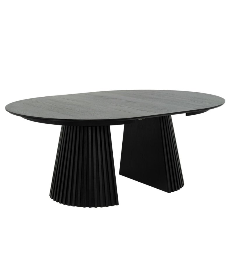 Svendborg spisebord, rund, m. 2 till�gsplader - sort egetr�sfin�r (�140)