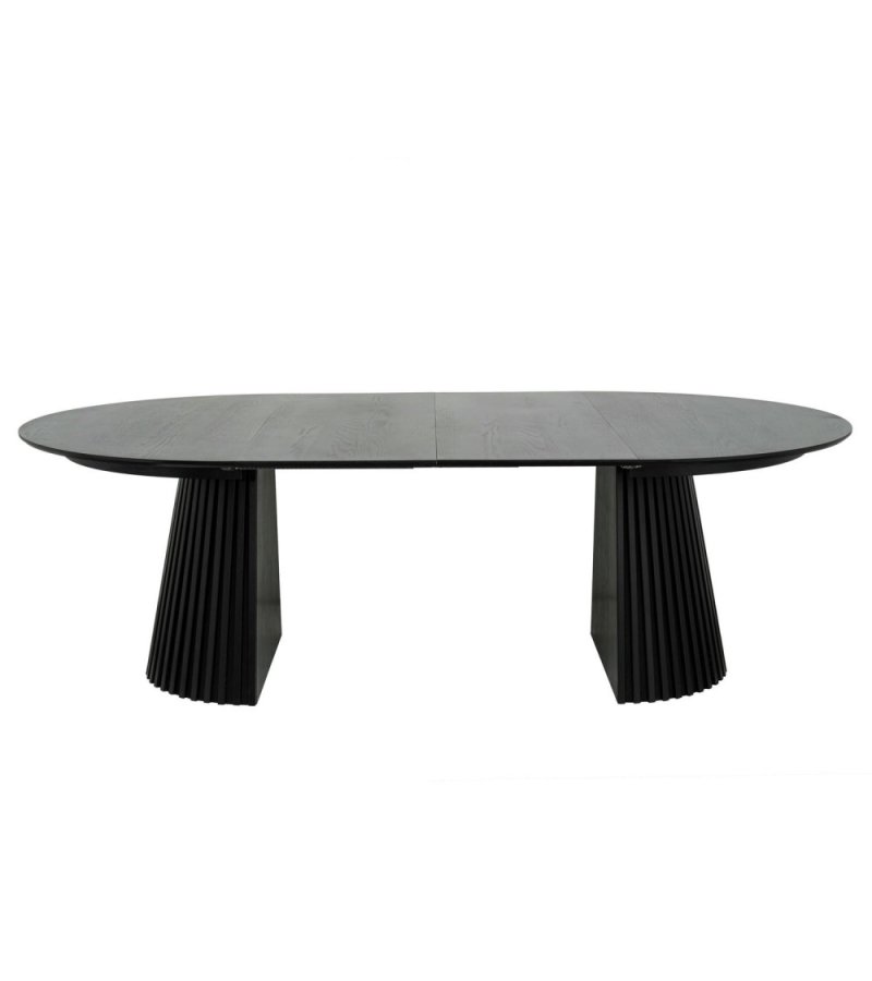 Svendborg spisebord, rund, m. 2 till�gsplader - sort egetr�sfin�r (�140)