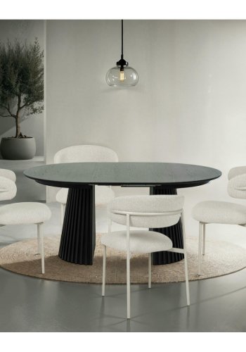 Svendborg spisebord, rund, m. 2 till�gsplader - sort egetr�sfin�r (�140)