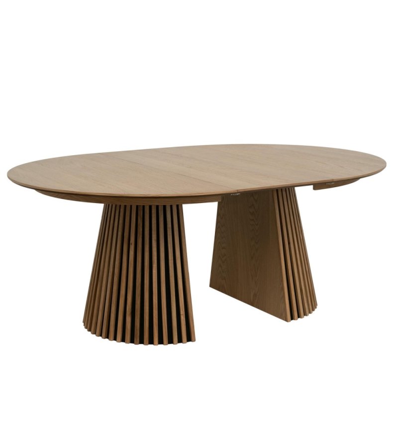 Svendborg spisebord, rund, m. 2 till�gsplader - natur egetr�sfin�r (�140)