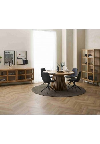 Svendborg spisebord, rund, m. 2 till�gsplader - natur egetr�sfin�r (�140)