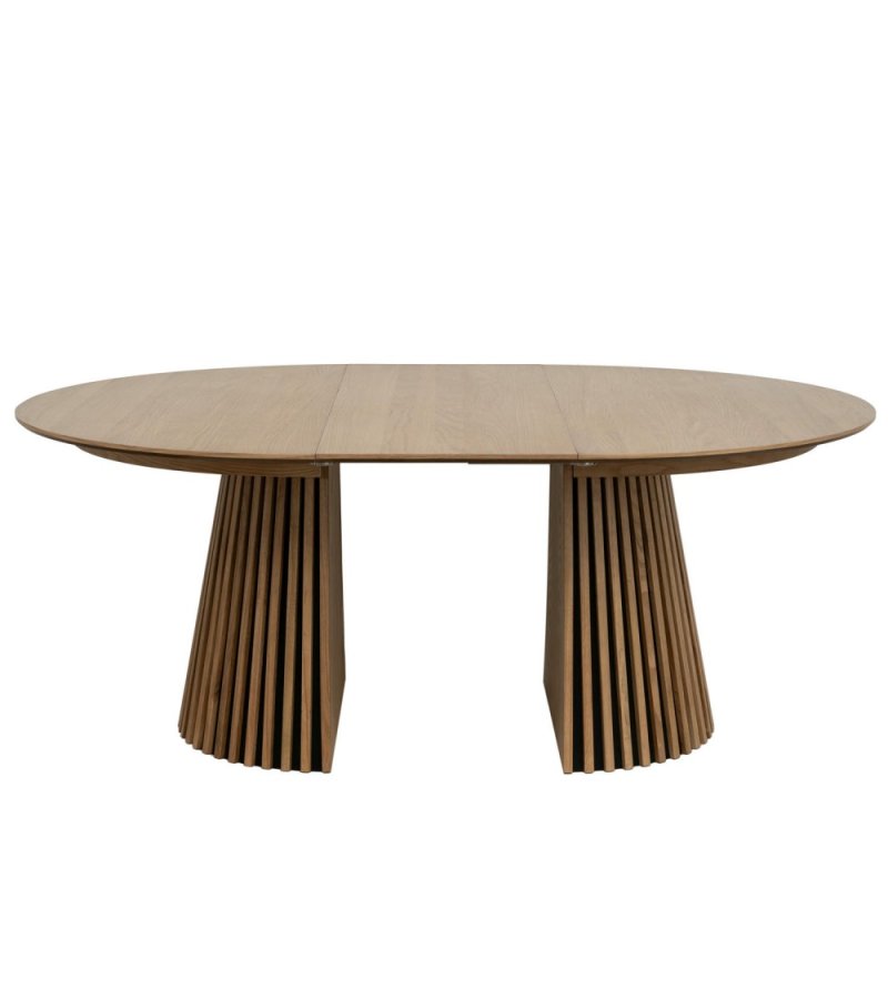 Svendborg spisebord, rund, m. 2 till�gsplader - natur egetr�sfin�r (�140)