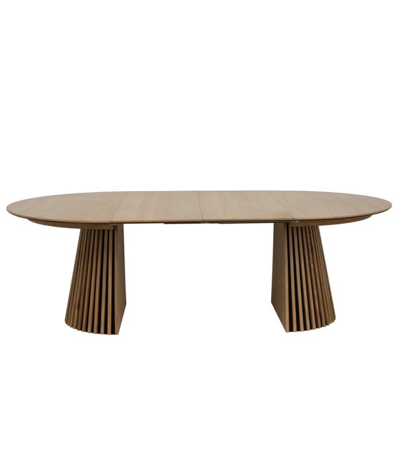 Svendborg spisebord, rund, m. 2 till�gsplader - natur egetr�sfin�r (�140)