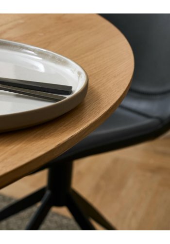 Svendborg spisebord, rund, m. 2 till�gsplader - natur egetr�sfin�r (�140)