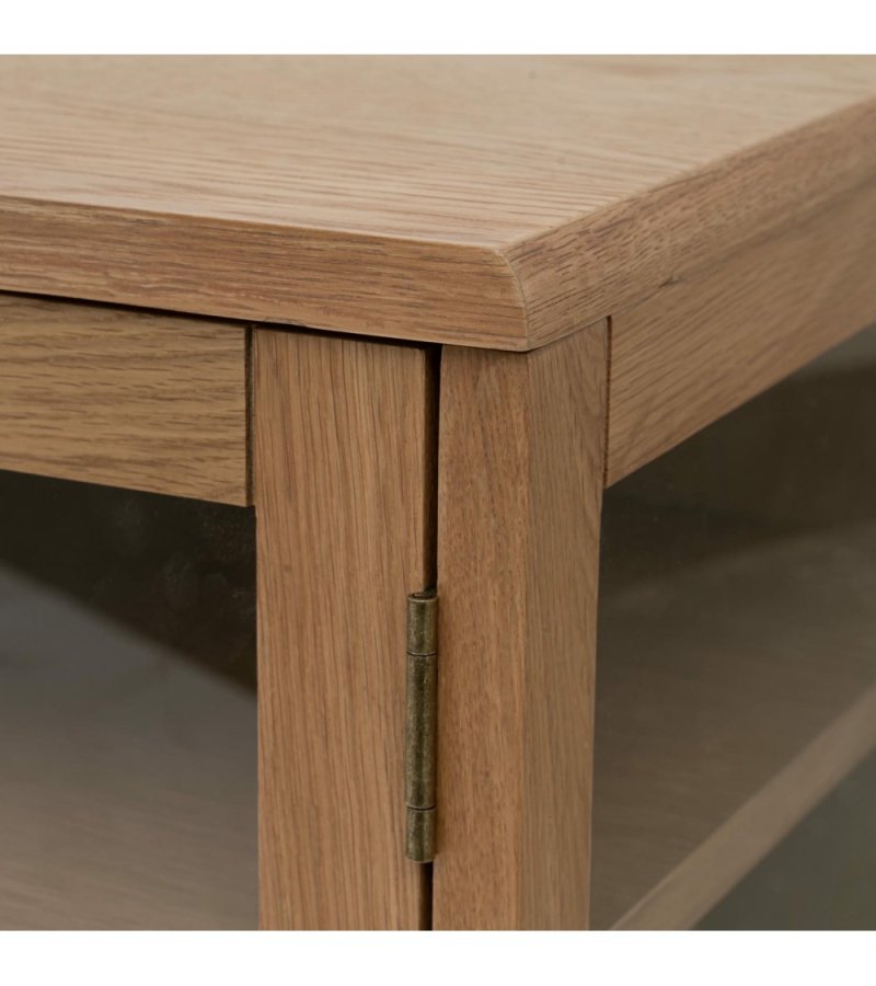 Svendborg Lavt vitrineskab, m. 2 l�ger og 2 hylder - glas og natur egetr�sfin�r og egetr�