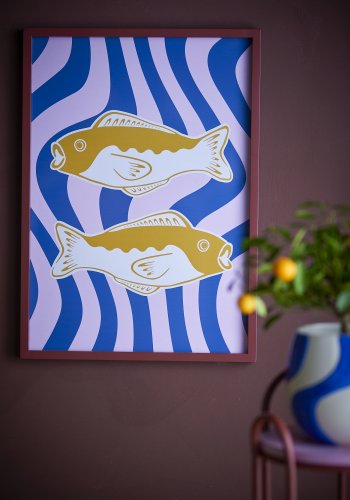 BLOOMINGVILLE Remy Illustration mit Rahmen, Rosa, Kiefer (L50xH70xB2,5 cm)