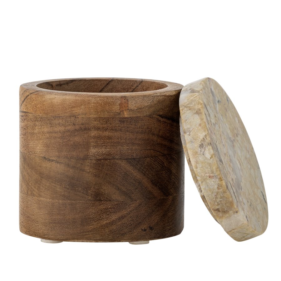 CREATIVE COLLECTION Lisanne Glas mit Deckel, Natur, FSC100%, Akazie