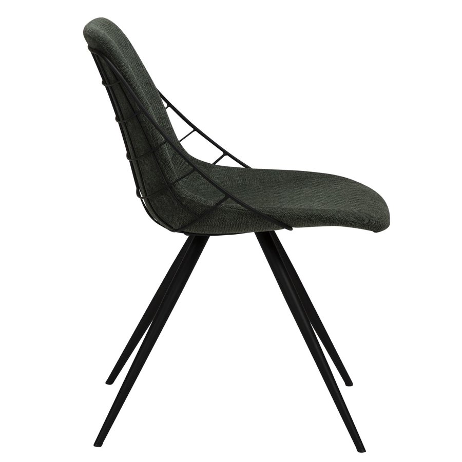 DAN-FORM Sway Esszimmerstuhl - grüner Stoff und schwarzer Stahl