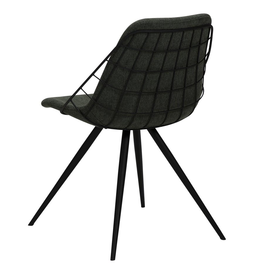 DAN-FORM Sway Esszimmerstuhl - grüner Stoff und schwarzer Stahl