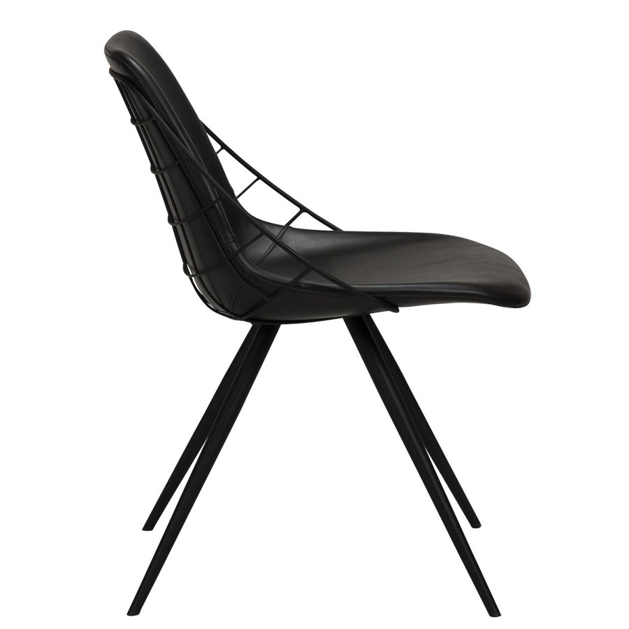 DAN-FORM Sway Esszimmerstuhl – Vintage-Kunstleder in Schwarz und schwarzer Stahl