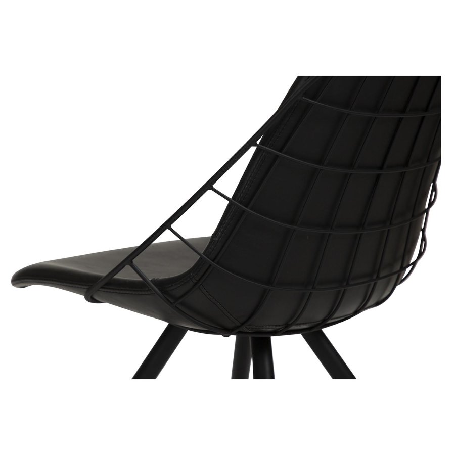 DAN-FORM Sway Esszimmerstuhl – Vintage-Kunstleder in Schwarz und schwarzer Stahl