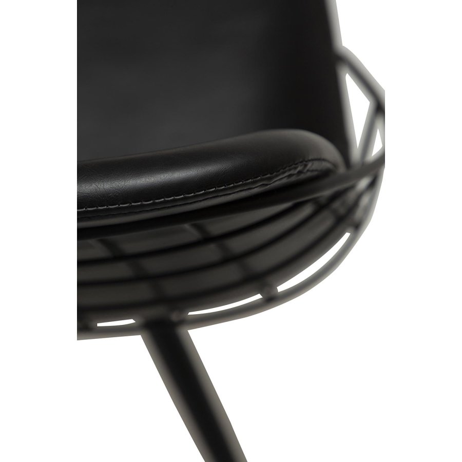 DAN-FORM Sway Esszimmerstuhl – Vintage-Kunstleder in Schwarz und schwarzer Stahl