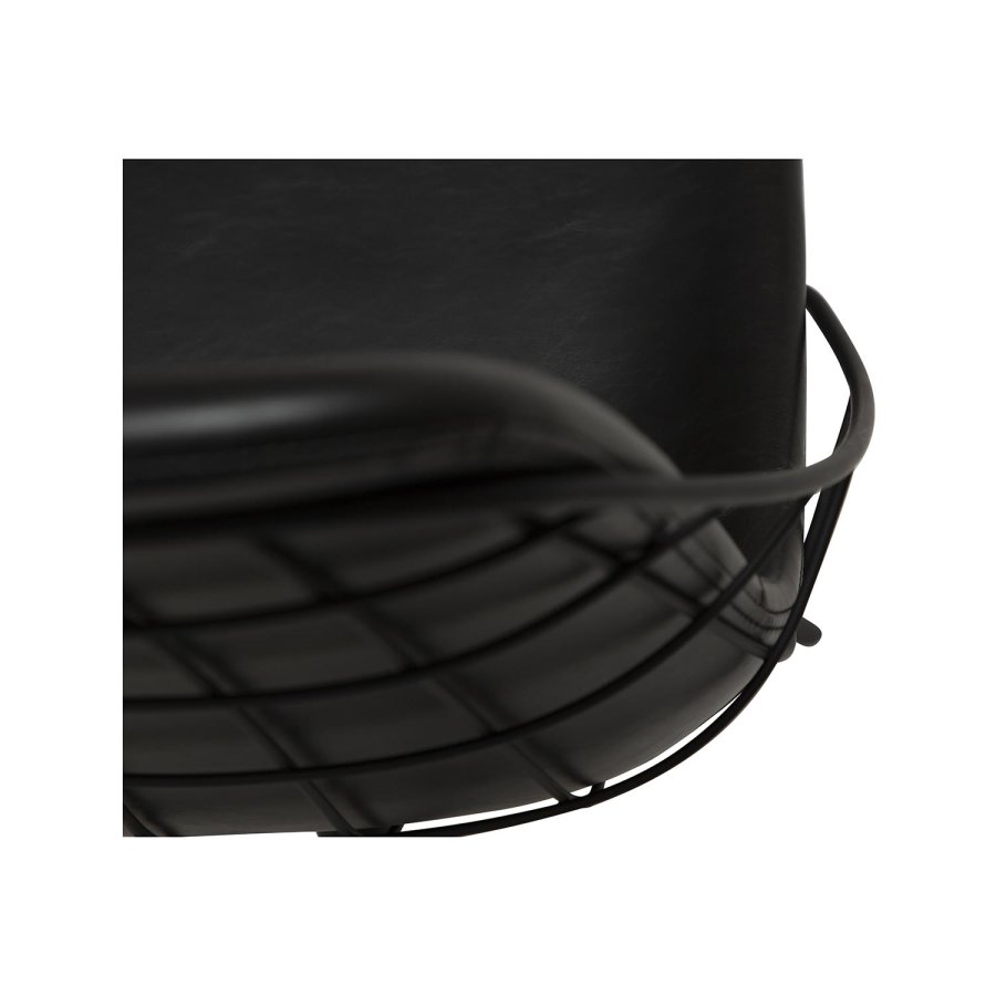 DAN-FORM Sway Esszimmerstuhl – Vintage-Kunstleder in Schwarz und schwarzer Stahl