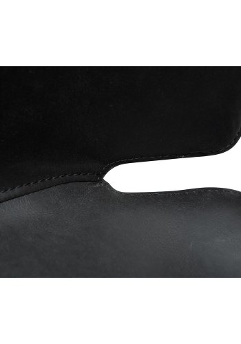 DAN-FORM Swing Barhocker, mit Rückenlehne und Fußstütze – Vintage schwarzes Kunstleder und schwarzer Stahl