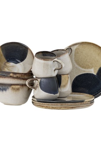 BLOOMINGVILLE Jules Frukostset, Gr, Stengods (C:D9xH8/B:D15.5xH8.5/P:D22xH2, Set med 4x3 delar)