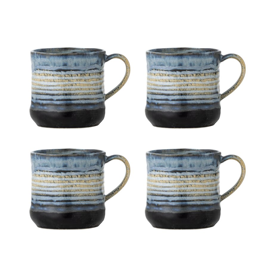 BLOOMINGVILLE Deana Tasse, Blau, Steingut (D8,5xH9 cm, 4er-Set)