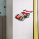 Babydreams Kinderkleiderschrank mit Rennauto, 2 Türen, 1 Schublade - Laminat weiß