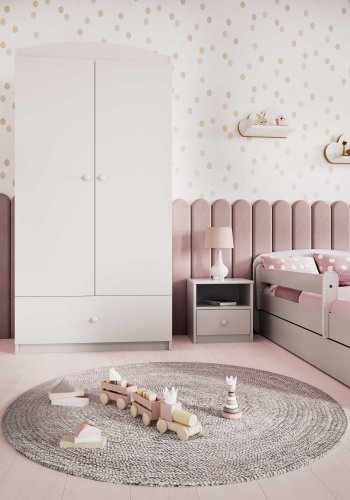 Babydreams garderobe for barn, m. 2 drer, 1 skuff - hvit laminat