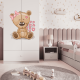 Babydreams garderobe for barn med bamse med blomster, m. 2 drer, 1 skuff - hvit laminat