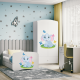 Babydreams garderobe for barn med elefant, m. 2 drer, 1 skuff - hvit laminat