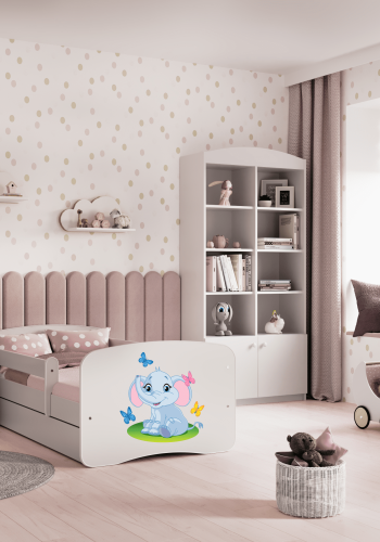 Babydreams garderobe for barn med elefant, m. 2 drer, 1 skuff - hvit laminat