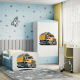Babydreams garderobe for barn med lastebil, m. 2 drer, 1 skuff - hvit og bl laminat