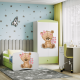 Babydreams garderobe for barn med bamse med blomster, m. 2 drer, 1 skuff - hvit/grnn laminat