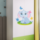Babydreams garderobe for barn med elefant, m. 2 drer, 1 skuff - hvit og grnn laminat