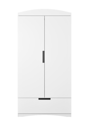 Classic garderobeskab til brn, m. 2 lger, 1 bjlestang og 1 skuffe - hvid laminat og MDF