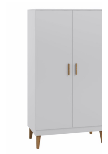 Kubi garderobe for barn, m. 2 drer, 1 hengestang og 5 hyller - hvit sponplate og eik