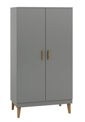 Kubi garderobe for barn, m. 2 drer, 1 hengestang og 5 hyller - gr sponplater og eik