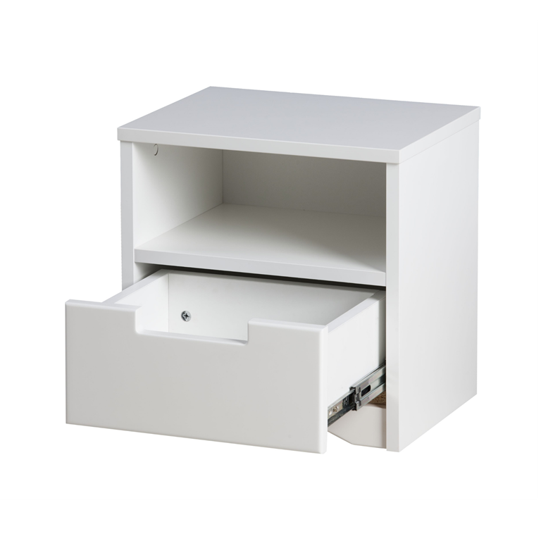 Classic sengebord til brn, m. 1 rum og 1 skuffe - hvid laminat og MDF (39,5x30,5)