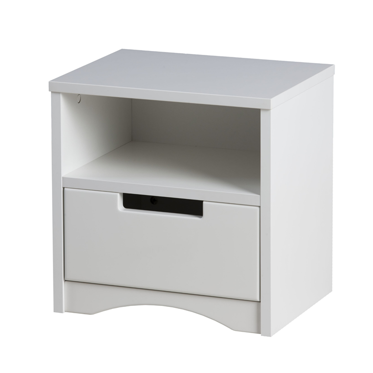 Classic sengebord til brn, m. 1 rum og 1 skuffe - hvid laminat og MDF (39,5x30,5)
