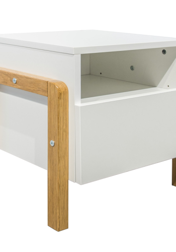 Victor nattbord for barn, m. 1 dr og 1 rom - hvit laminat og naturlig eik (46x40)