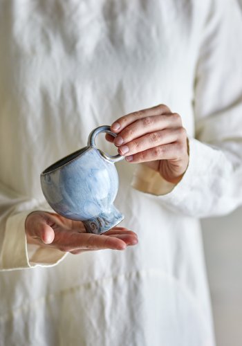 BLOOMINGVILLE Avonlea Tasse, Blau, Steingut (D9xH10,5 cm, 4er-Set)