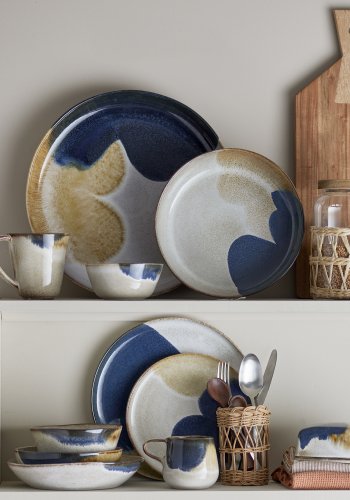 BLOOMINGVILLE Jules Frukostset, Gr, Stengods (C:D9xH8/B:D15.5xH8.5/P:D22xH2, Set med 4x3 delar)