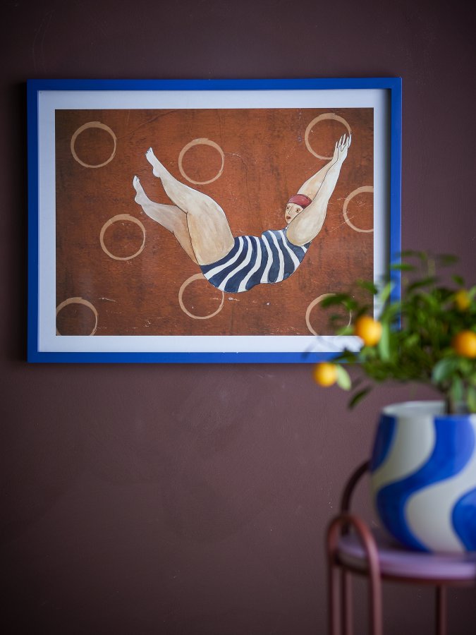 BLOOMINGVILLE Svela Illustration mit Rahmen, Braun, Kiefer (L62xH47xB2,5 cm)