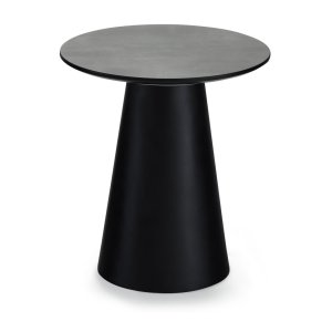 Tango soffbord, runt - antracitgr marmorlook melamin och svart faner (45)