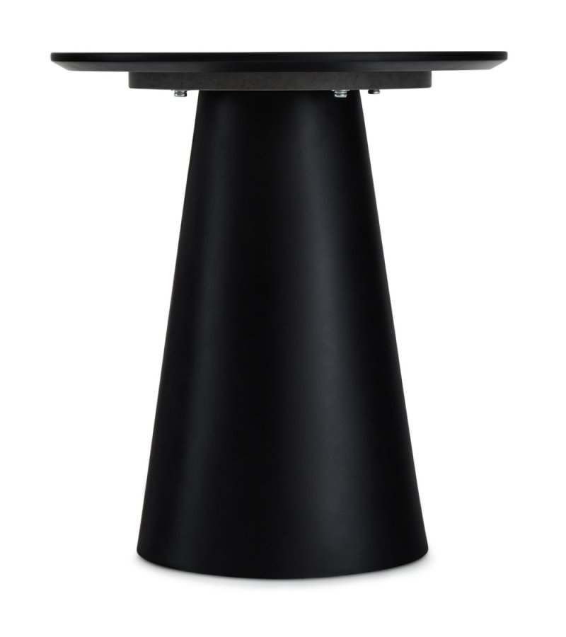 Tango sofabord, rund - lysegr marmorlook melamin og sort finér (45)