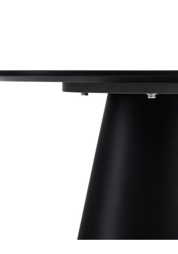 Tango sofabord, rund - antracitgr marmorlook melamin og sort finér (60)